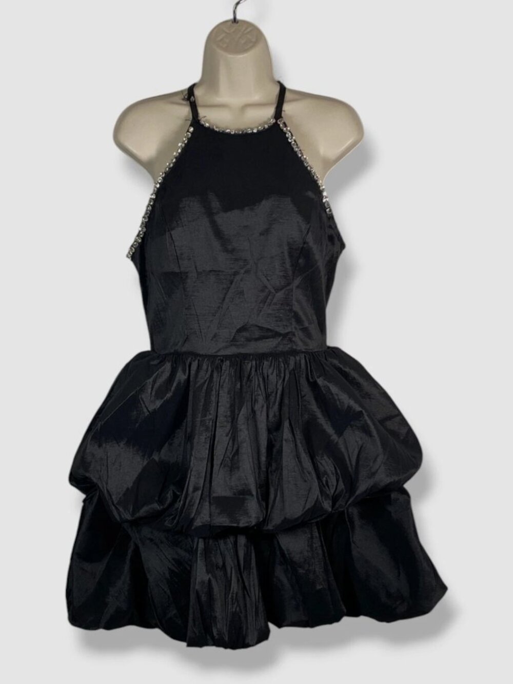 B. Darlin Juniors' Women's Black Rhinestone Scoop Neck Dress Size 11-12
